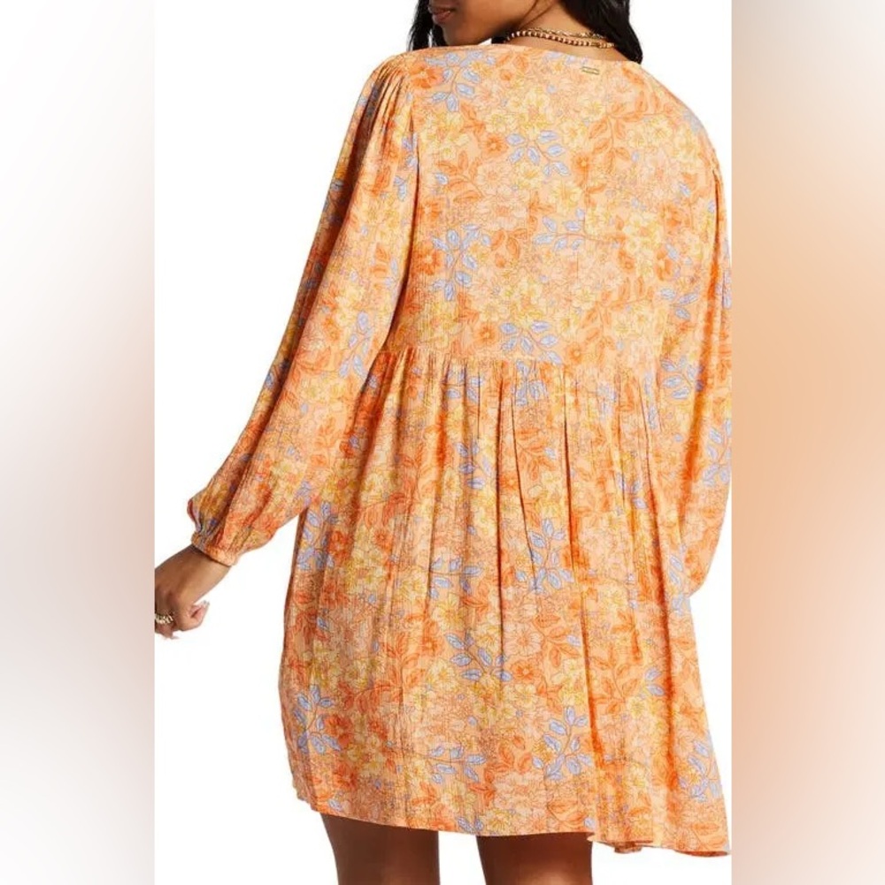 NWT Billabong Secret Wish Floral Long Sleeve Babydoll Dress - Picture 2 of 11